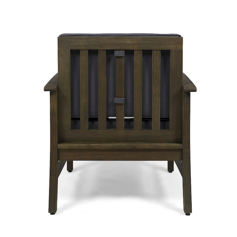 Fauteuil de club Perla d'extérieur en bois d'acacia avec coussin (lot de 4) par Christopher Knight Home