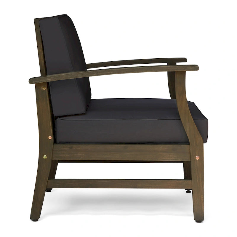 Fauteuil de club Perla d'extérieur en bois d'acacia avec coussin (lot de 4) par Christopher Knight Home