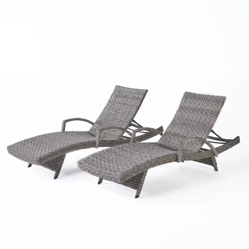 Chaise longue d'extérieur en osier et aluminium armé Crete (lot de 2) par Christopher Knight Home