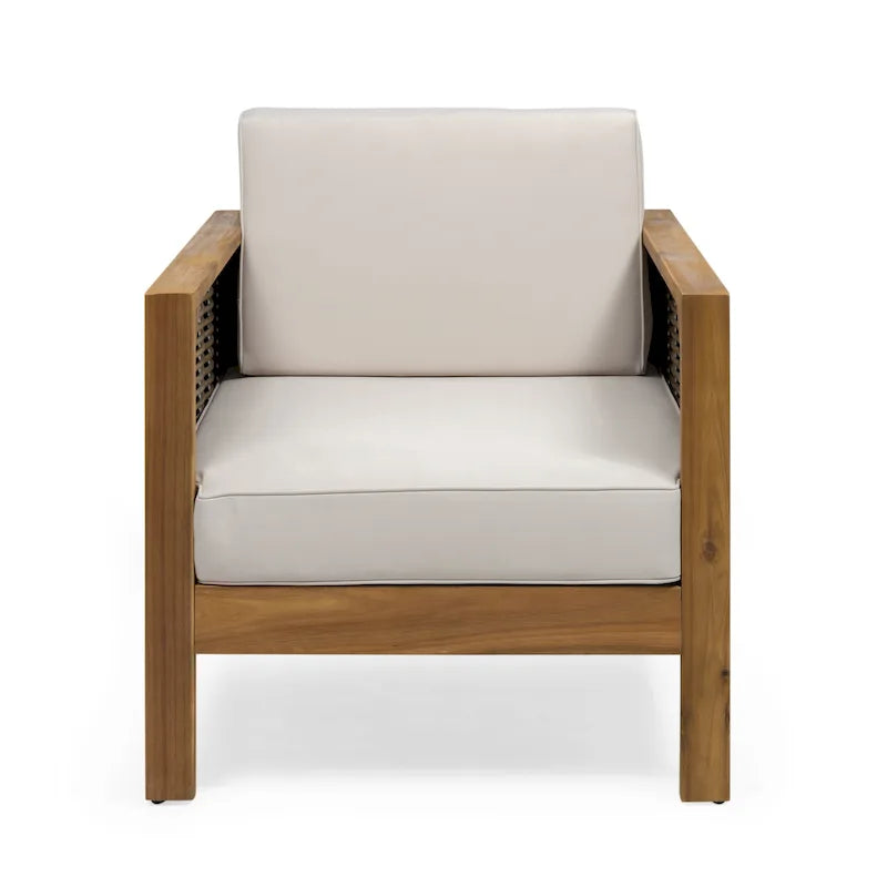 Fauteuil de club en bois d'acacia et osier Linwood Outdoor par Christopher Knight Home - N/A