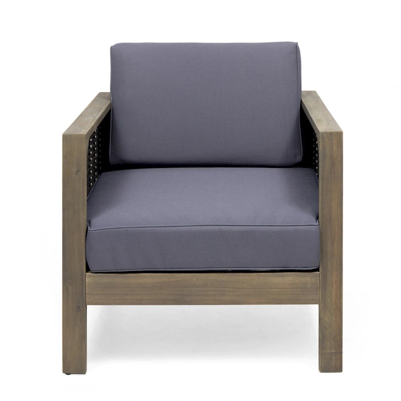 Fauteuil de club en bois d'acacia et osier Linwood Outdoor par Christopher Knight Home - N/A