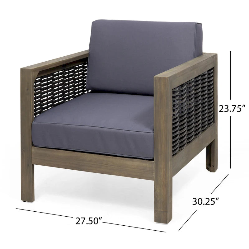 Fauteuil de club en bois d'acacia et osier Linwood Outdoor par Christopher Knight Home - N/A