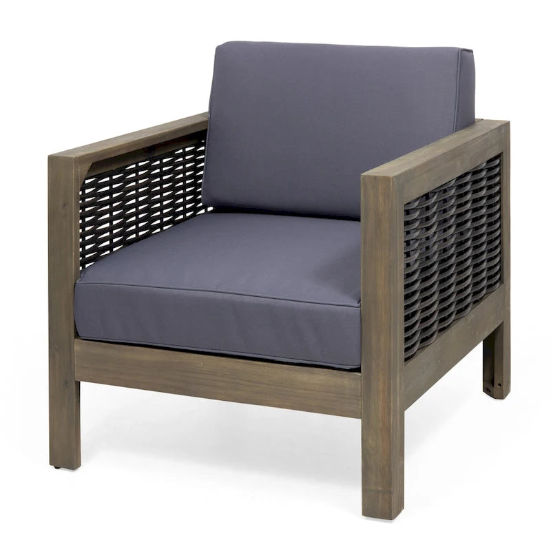 Fauteuil de club en bois d'acacia et osier Linwood Outdoor par Christopher Knight Home - N/A