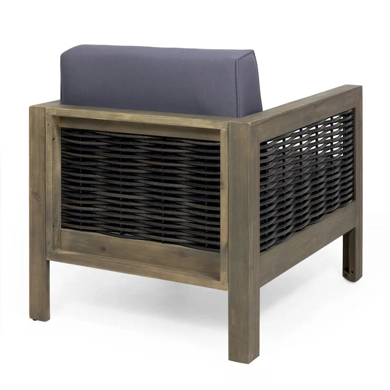 Fauteuil de club en bois d'acacia et osier Linwood Outdoor par Christopher Knight Home - N/A