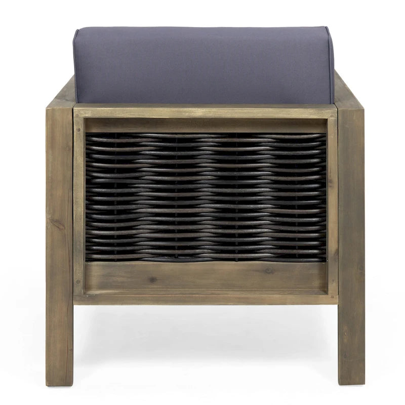 Fauteuil de club en bois d'acacia et osier Linwood Outdoor par Christopher Knight Home - N/A