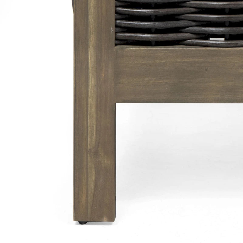 Fauteuil de club en bois d'acacia et osier Linwood Outdoor par Christopher Knight Home - N/A