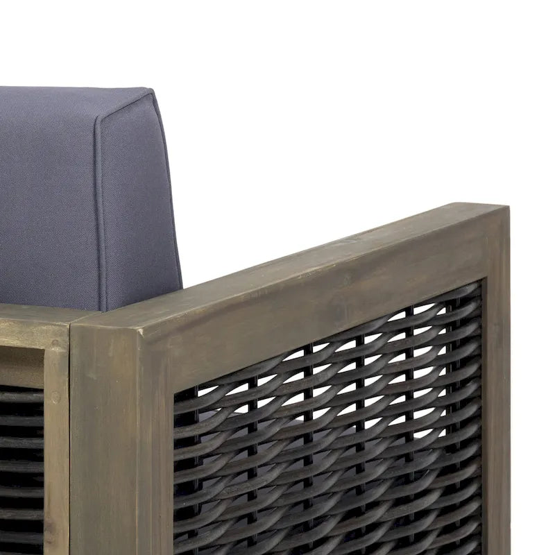 Fauteuil de club en bois d'acacia et osier Linwood Outdoor par Christopher Knight Home - N/A