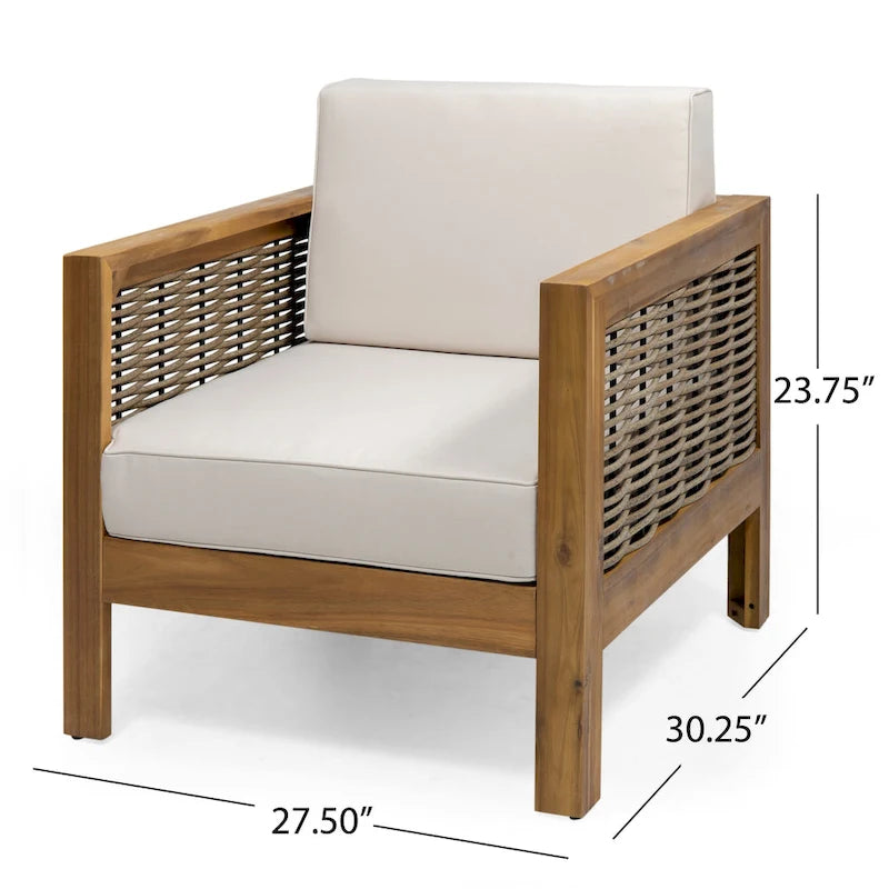 Fauteuil de club en bois d'acacia et osier Linwood Outdoor par Christopher Knight Home - N/A