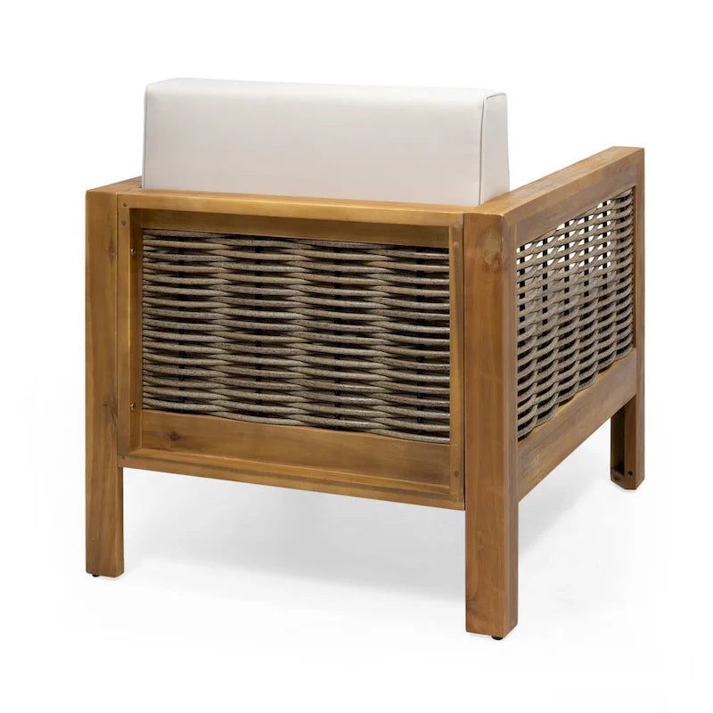 Fauteuil de club en bois d'acacia et osier Linwood Outdoor par Christopher Knight Home - N/A