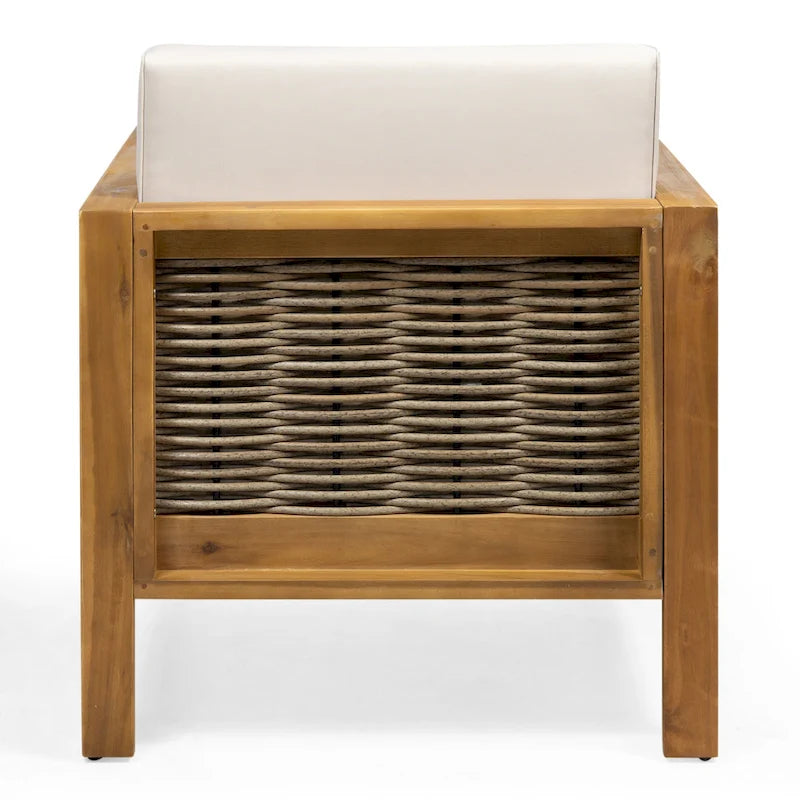 Fauteuil de club en bois d'acacia et osier Linwood Outdoor par Christopher Knight Home - N/A