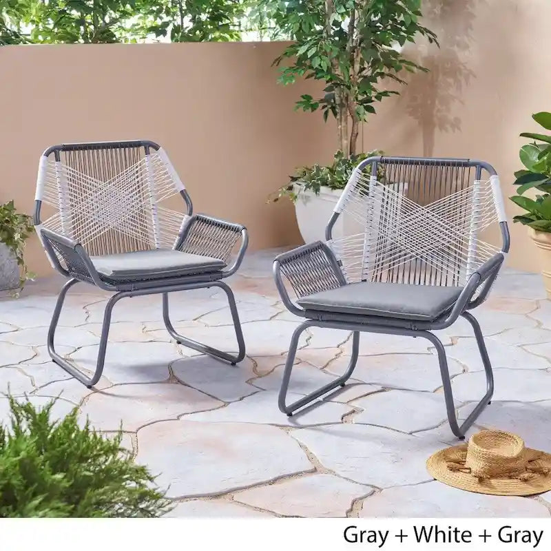 Lot de 2 fauteuils de club d'extérieur en rotin synthétique Milan par Christopher Knight Home