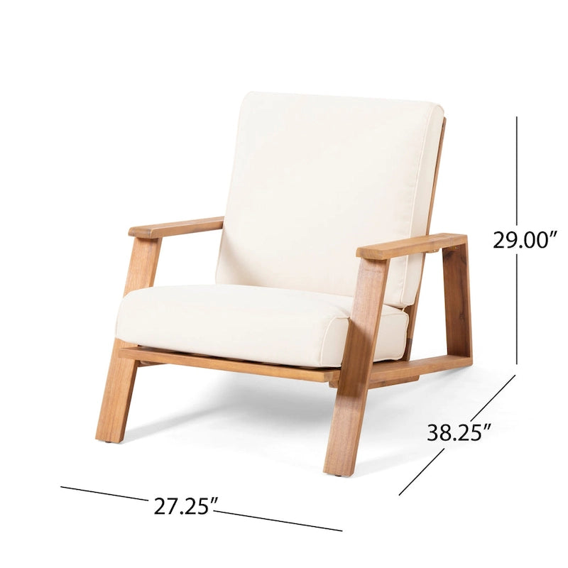 Fauteuil de jardin Paloma en bois d'acacia avec coussin par Christopher Knight Home