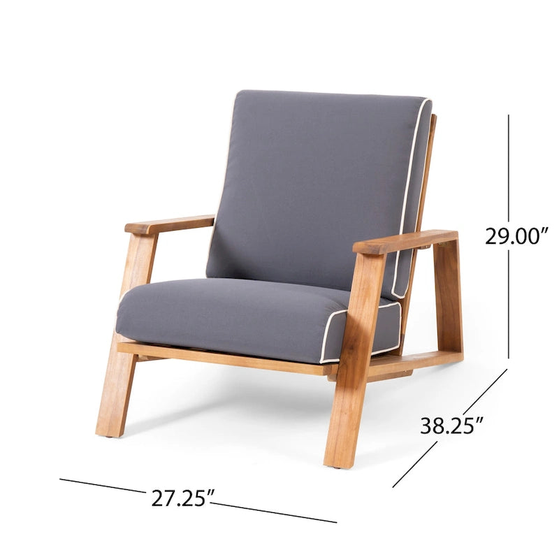 Fauteuil de jardin Paloma en bois d'acacia avec coussin par Christopher Knight Home