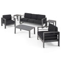 Ensemble de conversation en aluminium 5 places d'extérieur Cape Coral avec 2 tables d'appoint par Christopher Knight Home