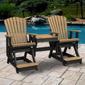 OS Home and Office Model Double Balcony Height Glider with Center Table in Cedar and Black - N/A