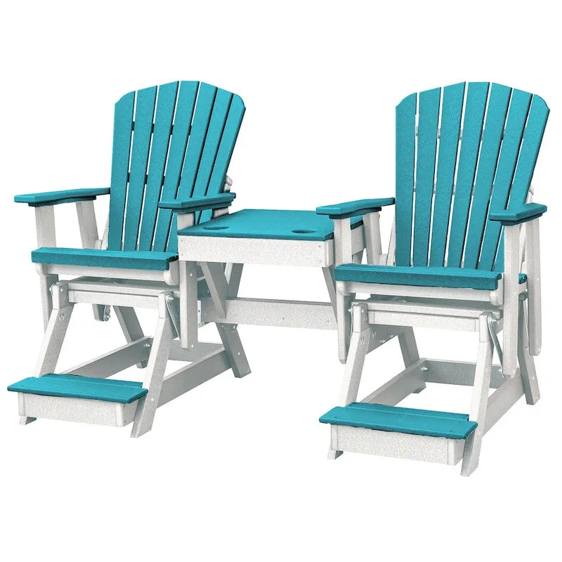 OS Home and Office Modèle Double Balançoire avec Table Centrale Bleu Aruba et Blanc - N/A
