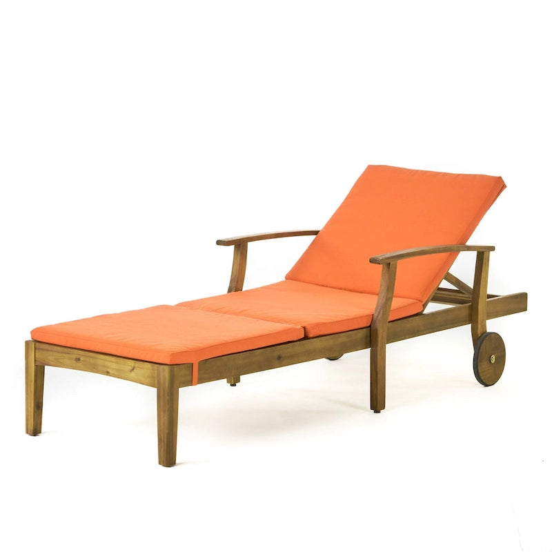 Bain de soleil Perla d'extérieur en bois d'acacia avec coussin de Christopher Knight Home