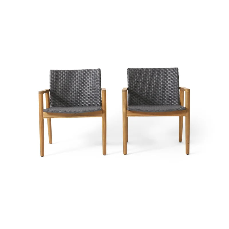Fauteuils de jardin Bryan Wicker et Acacia Wood par Christopher Knight Home