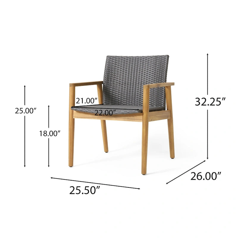 Fauteuils de jardin Bryan Wicker et Acacia Wood par Christopher Knight Home