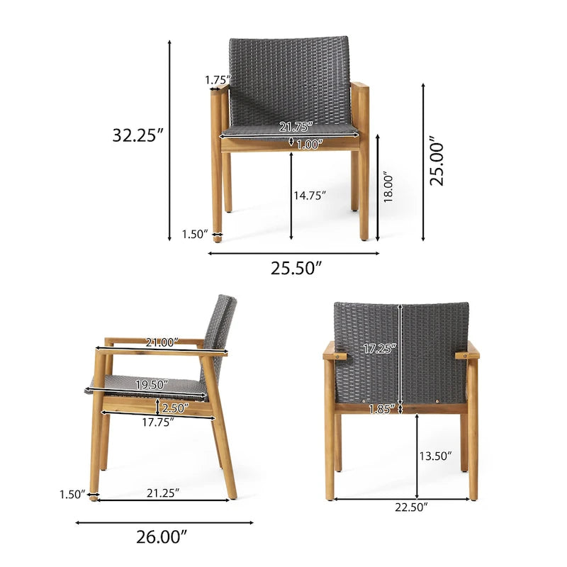 Fauteuils de jardin Bryan Wicker et Acacia Wood par Christopher Knight Home