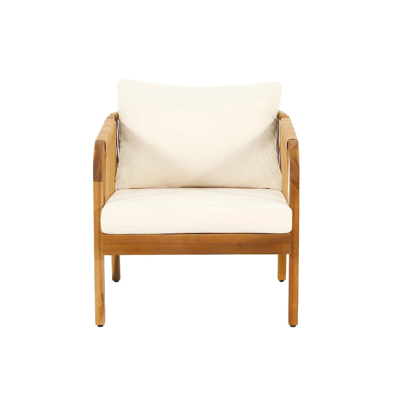 Fauteuil de jardin Jabe en bois d'acacia et osier avec coussins par Christopher Knight Home
