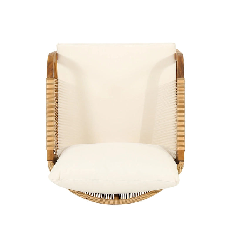 Fauteuil de jardin Jabe en bois d'acacia et osier avec coussins par Christopher Knight Home