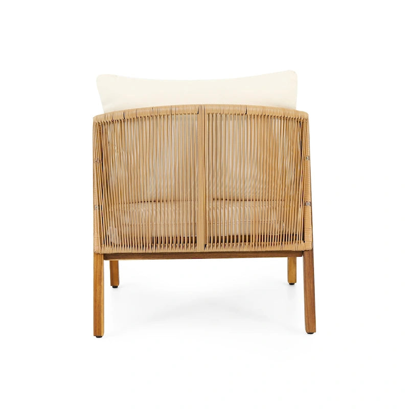 Fauteuil de jardin Jabe en bois d'acacia et osier avec coussins par Christopher Knight Home