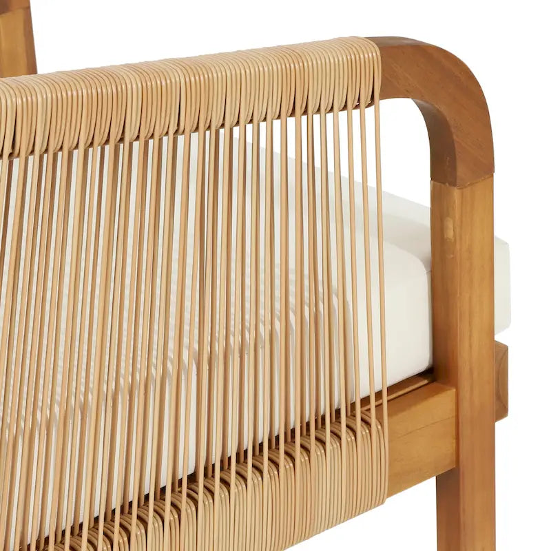 Fauteuil de jardin Jabe en bois d'acacia et osier avec coussins par Christopher Knight Home