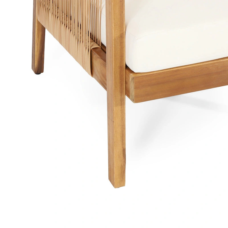 Fauteuil de jardin Jabe en bois d'acacia et osier avec coussins par Christopher Knight Home