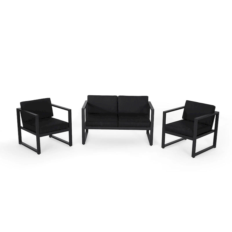 Ensemble de conversation d'extérieur 4 places en aluminium Navan par Christopher Knight Home