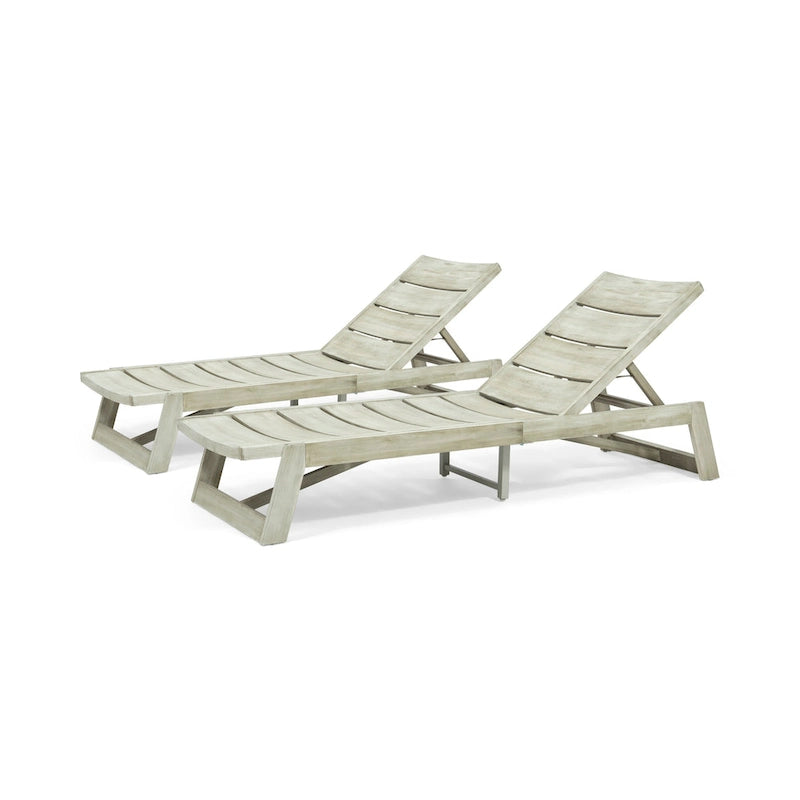 Chaises longues d'extérieur en bois Maki (lot de 2) par Christopher Knight Home
