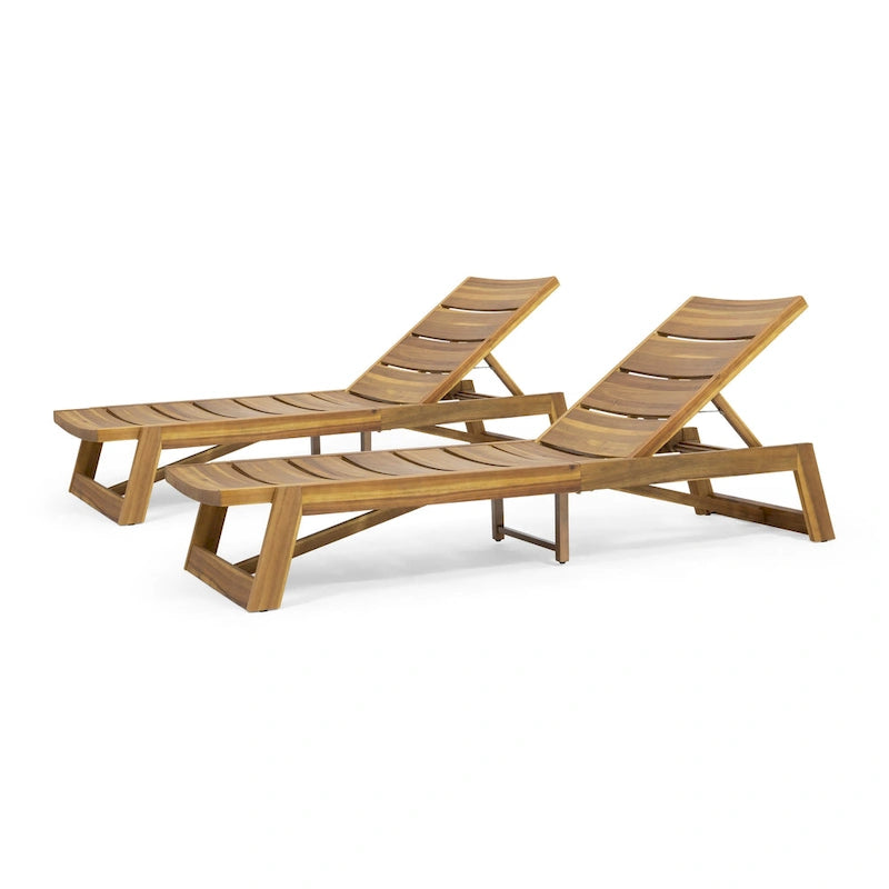 Chaises longues d'extérieur en bois Maki (lot de 2) par Christopher Knight Home
