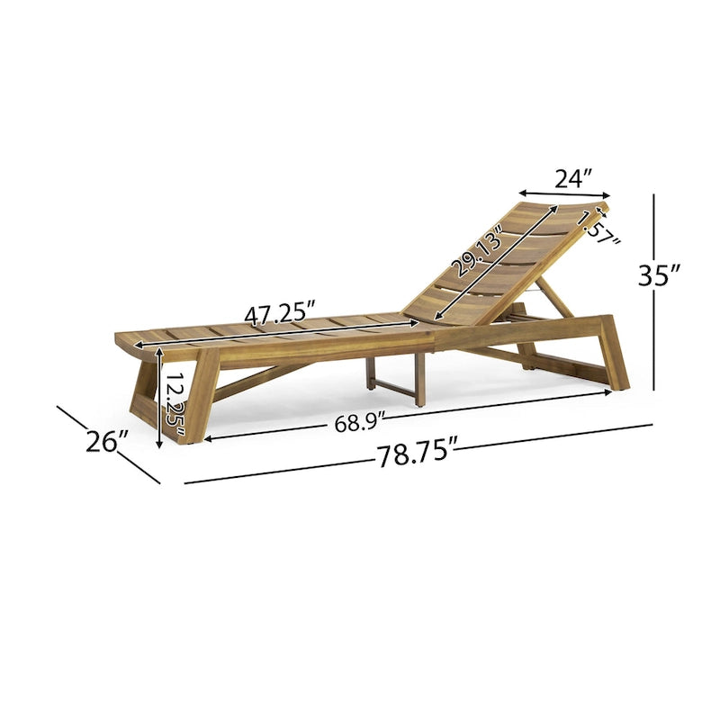 Chaises longues d'extérieur en bois Maki (lot de 2) par Christopher Knight Home