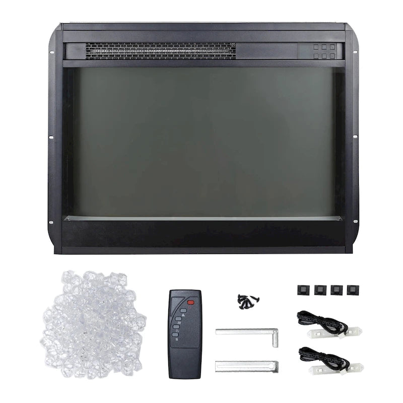 Meuble TV multimédia pour cheminée électrique de 60 pouces avec lumières LED colorées synchronisées - Couleur chêne rustique foncé