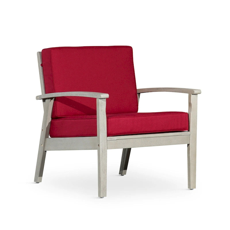 Chaise d'extérieur Longs Peak en eucalyptus de DTY Outdoor Living avec coussin épais