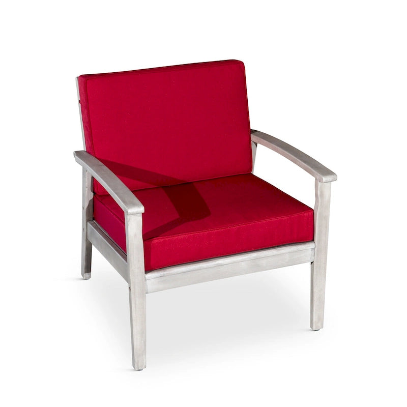 Chaise d'extérieur Longs Peak en eucalyptus de DTY Outdoor Living avec coussin épais