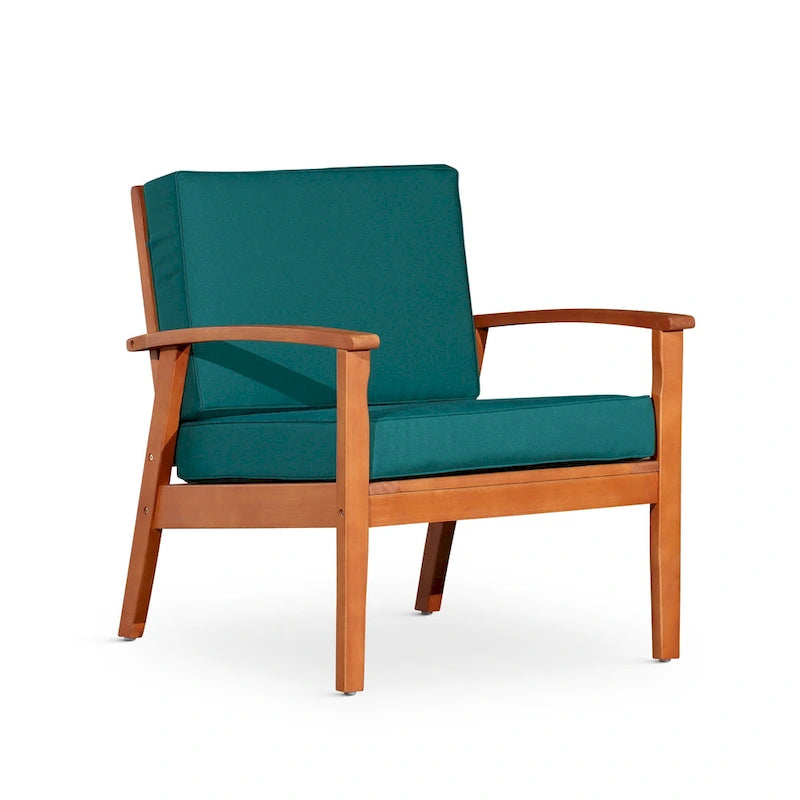 Chaise d'extérieur Longs Peak en eucalyptus de DTY Outdoor Living avec coussin épais