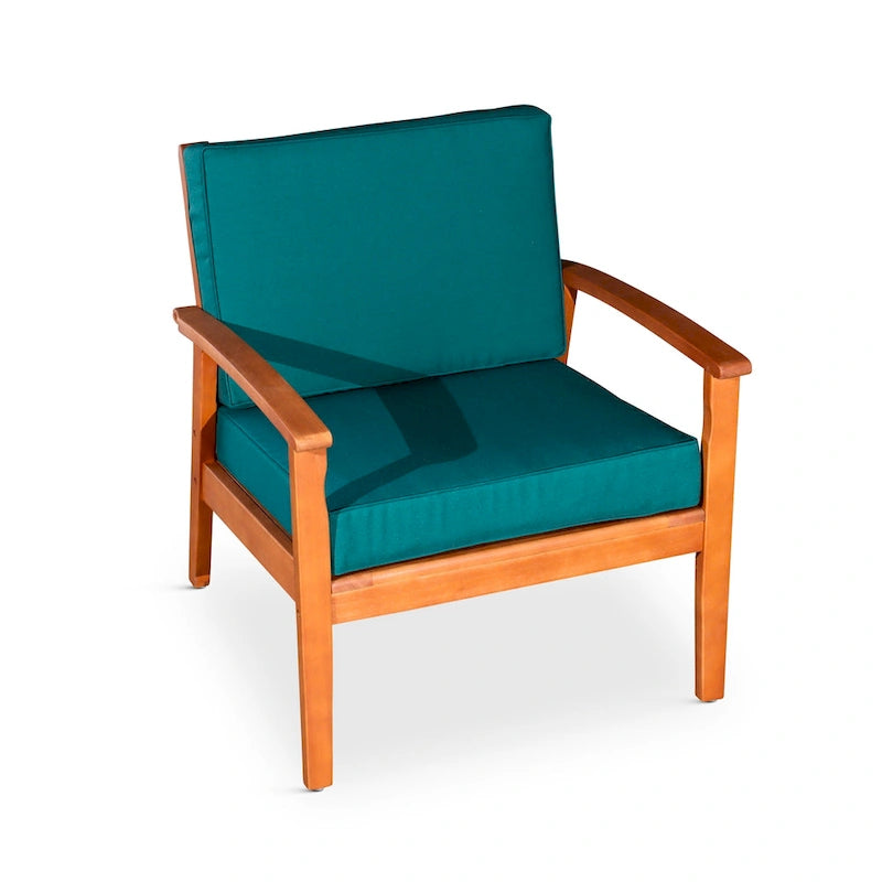Chaise d'extérieur Longs Peak en eucalyptus de DTY Outdoor Living avec coussin épais