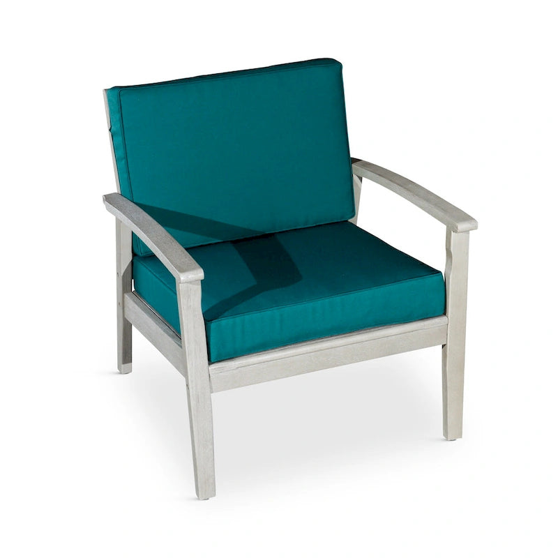 Chaise d'extérieur Longs Peak en eucalyptus de DTY Outdoor Living avec coussin épais