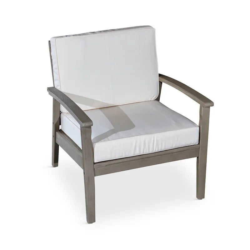 Chaise d'extérieur Longs Peak en eucalyptus de DTY Outdoor Living avec coussin épais