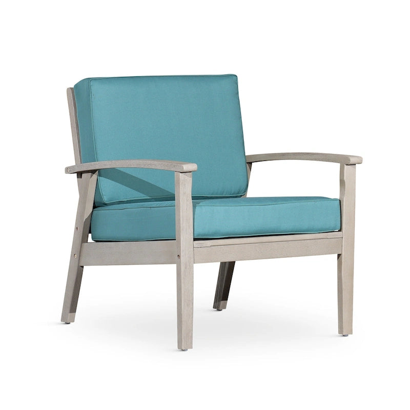Chaise d'extérieur Longs Peak en eucalyptus de DTY Outdoor Living avec coussin épais