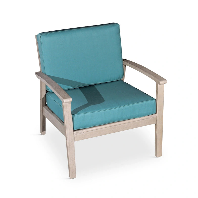 Chaise d'extérieur Longs Peak en eucalyptus de DTY Outdoor Living avec coussin épais