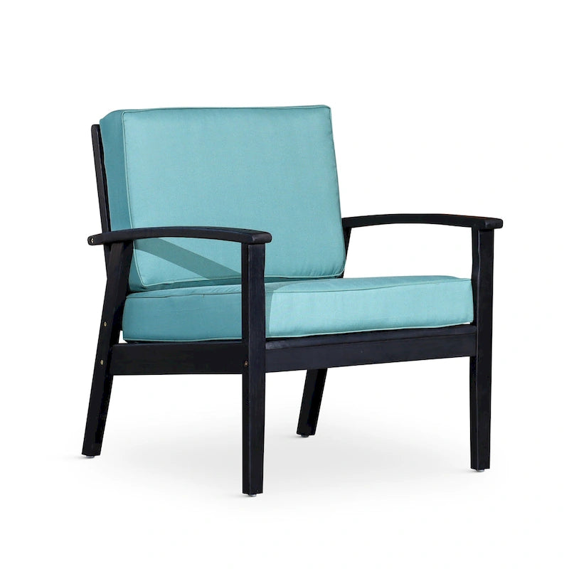 Chaise d'extérieur Longs Peak en eucalyptus de DTY Outdoor Living avec coussin épais
