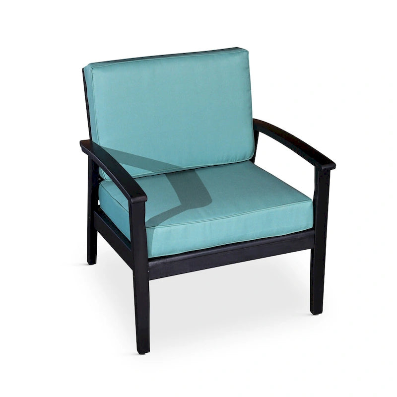 Chaise d'extérieur Longs Peak en eucalyptus de DTY Outdoor Living avec coussin épais