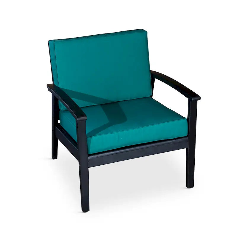Chaise d'extérieur Longs Peak en eucalyptus de DTY Outdoor Living avec coussin épais