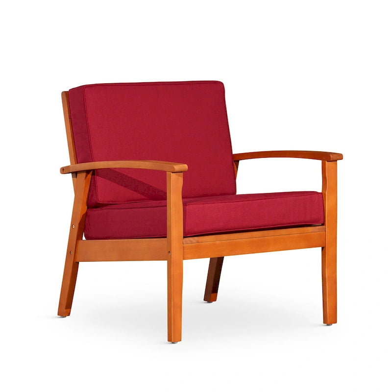 Chaise d'extérieur Longs Peak en eucalyptus de DTY Outdoor Living avec coussin épais