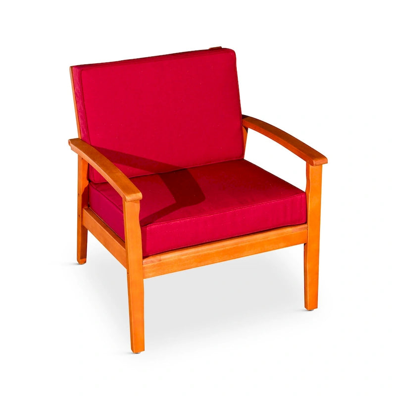 Chaise d'extérieur Longs Peak en eucalyptus de DTY Outdoor Living avec coussin épais