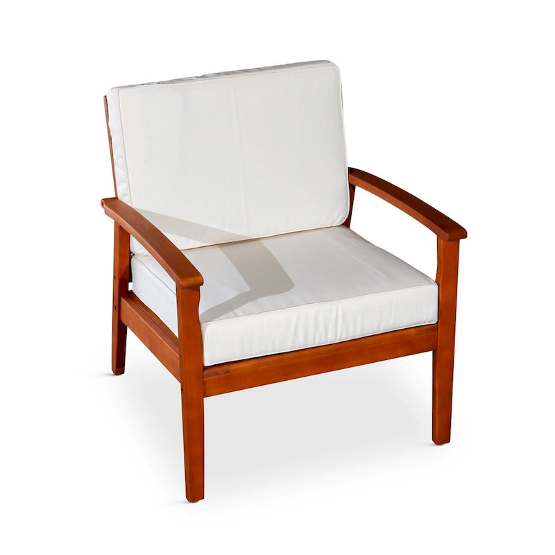 Chaise d'extérieur Longs Peak en eucalyptus de DTY Outdoor Living avec coussin épais