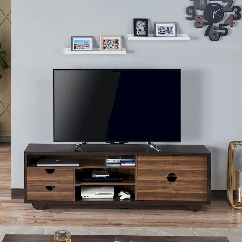 Meuble TV console multifonctionnel Kuutti contemporain marron 160 cm avec rangement par Strick & Bolton