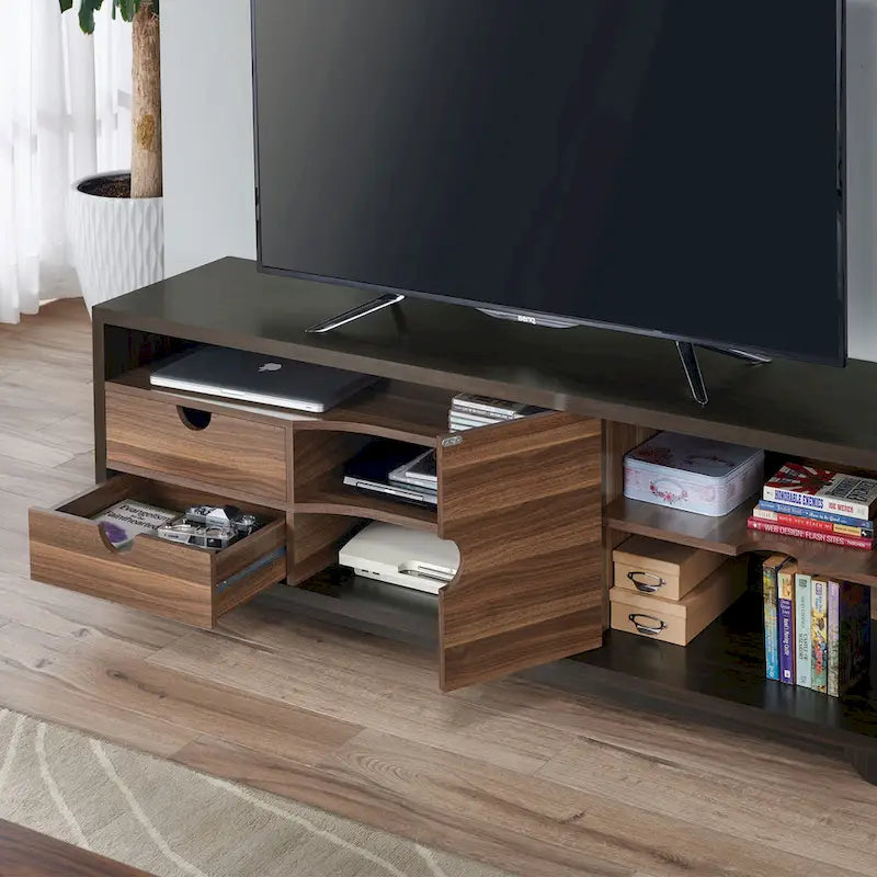Meuble TV console multifonctionnel Kuutti contemporain marron 160 cm avec rangement par Strick & Bolton
